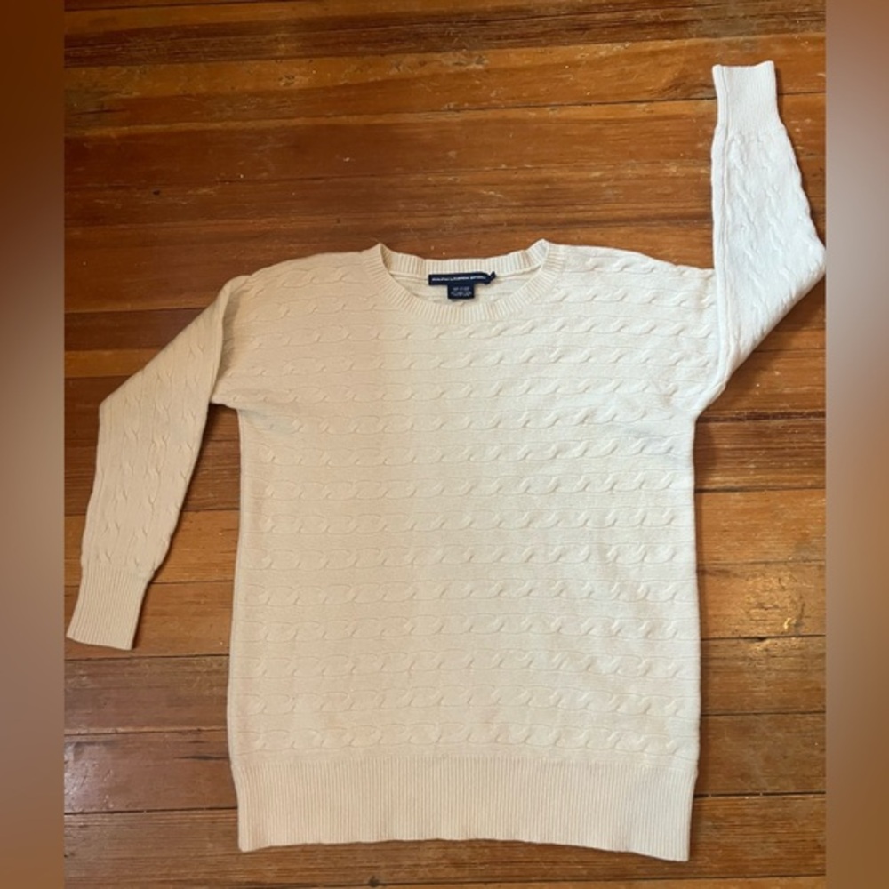 Ralph Lauren Sport Wool/Rabbit Hair Off White Crew Long Sleeve Sweater, Large